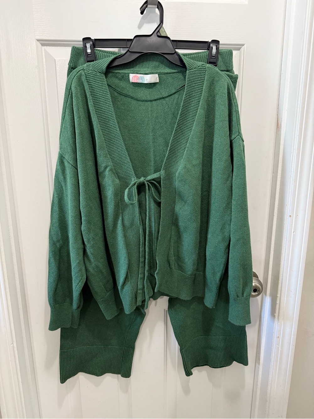 Free People Forest Green Tie-Front Knit set